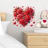 Valentine's Day Heart Rose Removable Wall Sticker for Living Room, Bedroom, or Glass Cabinet