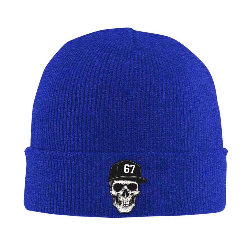 67 Skull Halloween Brainrot Meme Six Seven Skeleton Knit Hat Vintage Caps Male Hippie Beanie Hats Spring Elastic Bonnet Hats
