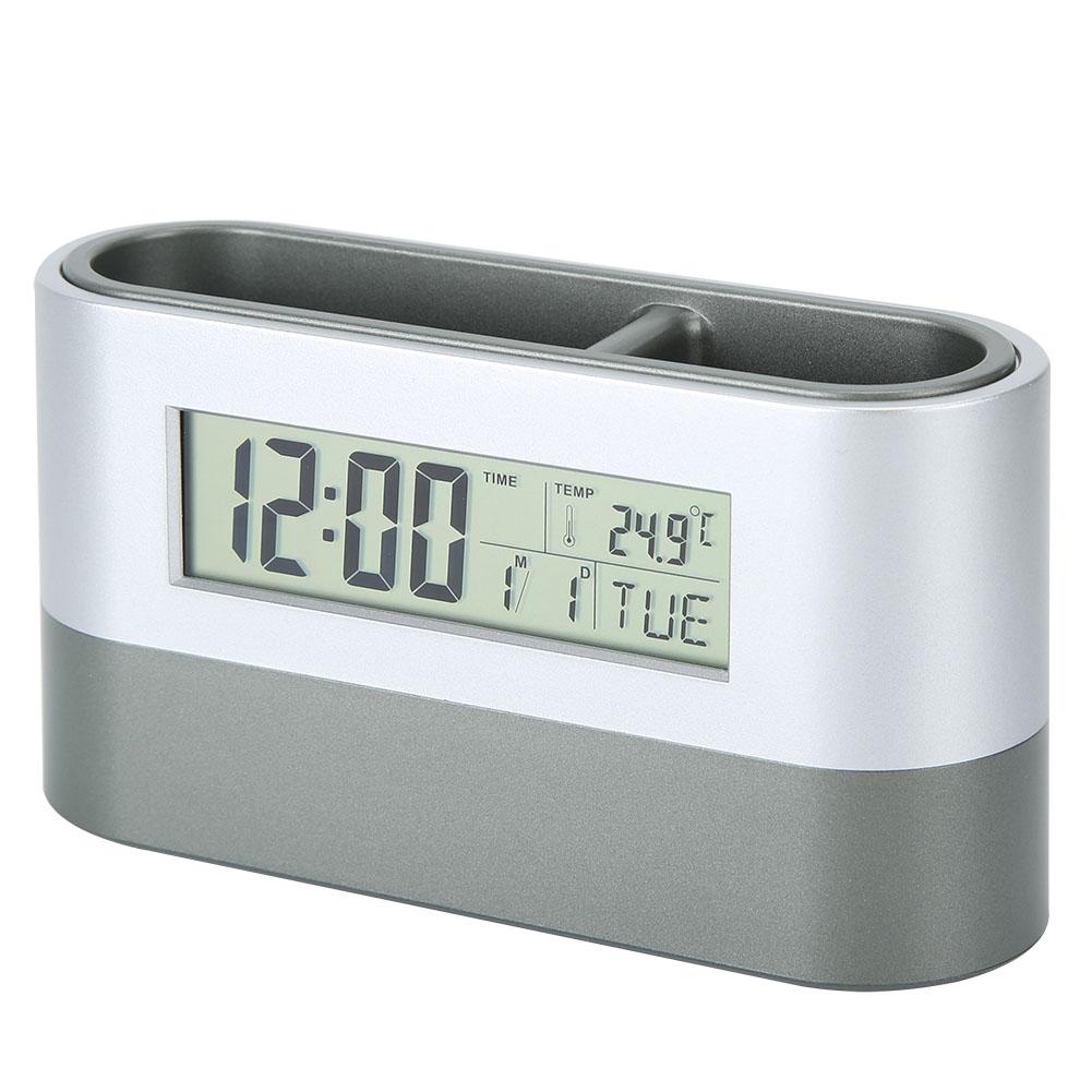 Innovative Pen Holder LCD Digital Electronic Clock with Perpetual Calendar Temperature Display