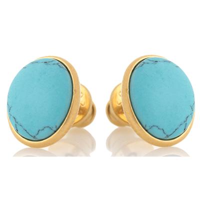 [R5582] - Pendientes de plata 'Meghan' turquesa y oro - 10x8 mm