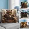 Cool Funny Bear Coffee Cushion Cover Breathable Organic Cushion Covers Machine Washable WrinkleResistant Soft Durable