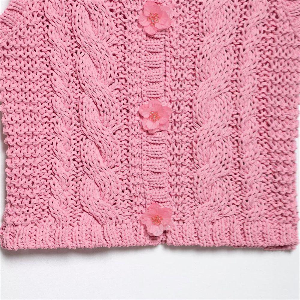 2025 Spring/Summer Women's Slim Fit Floral Button-Up Knit Vest