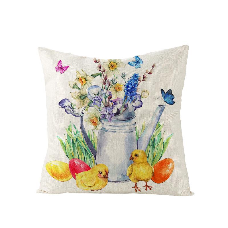 Watercolor Bunny Egg Easter Pillow Cover Nordic Office Sofa Polyester Cushion Cover Home Furnishings
