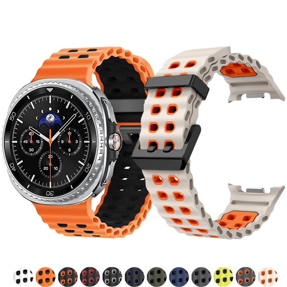 For Samsung Galaxy Watch 8 Strap 40mm 44mm Two color Sport silicone Marine belt Bracelet correa Galaxy Watch 8 classic 46mm band