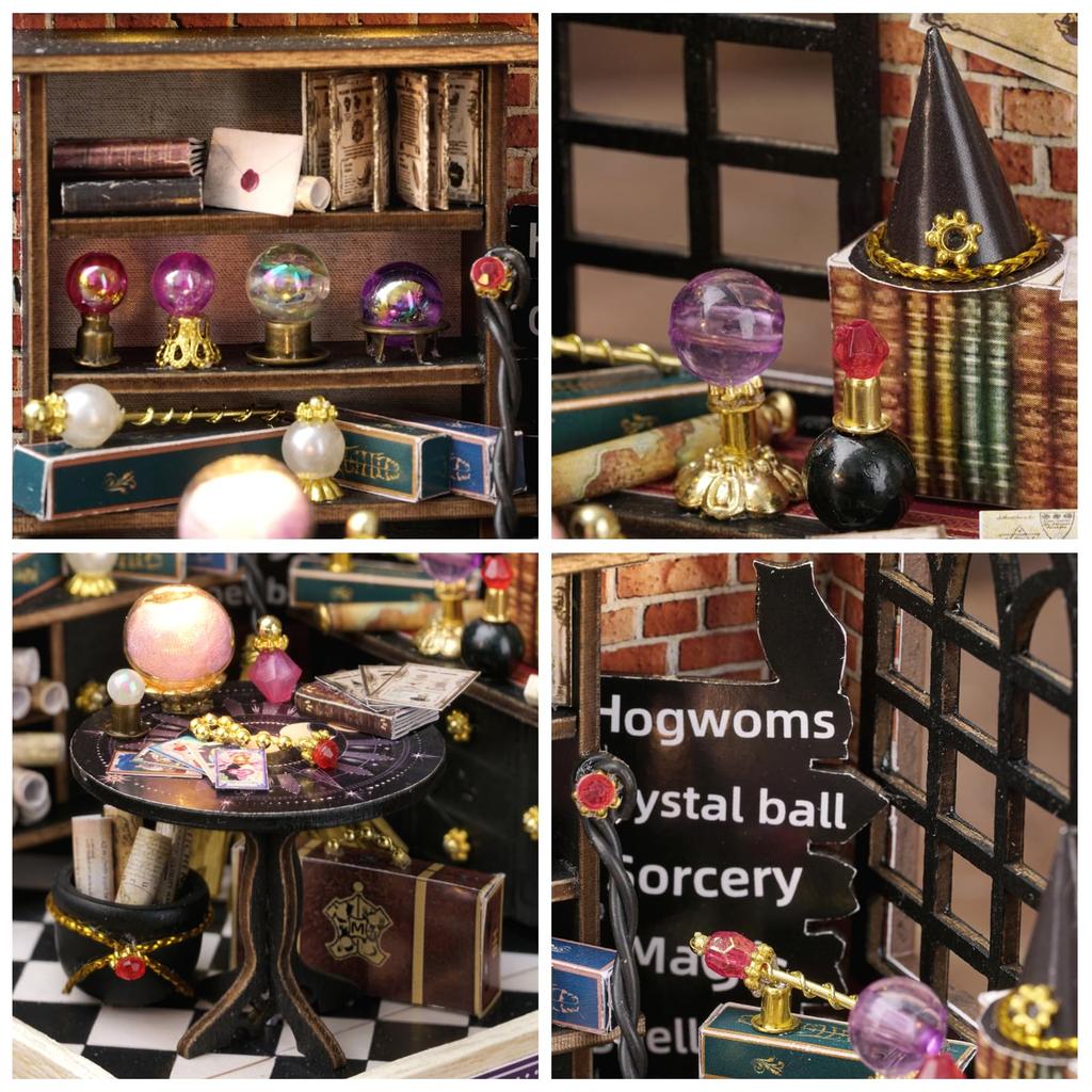 CUTEROOM Dollhouse Wooden Miniature Handmade Kit (Decoration) DIY Miniature House Includes LED Light, Acrylic Dust Cover, and Detailed Instructions
