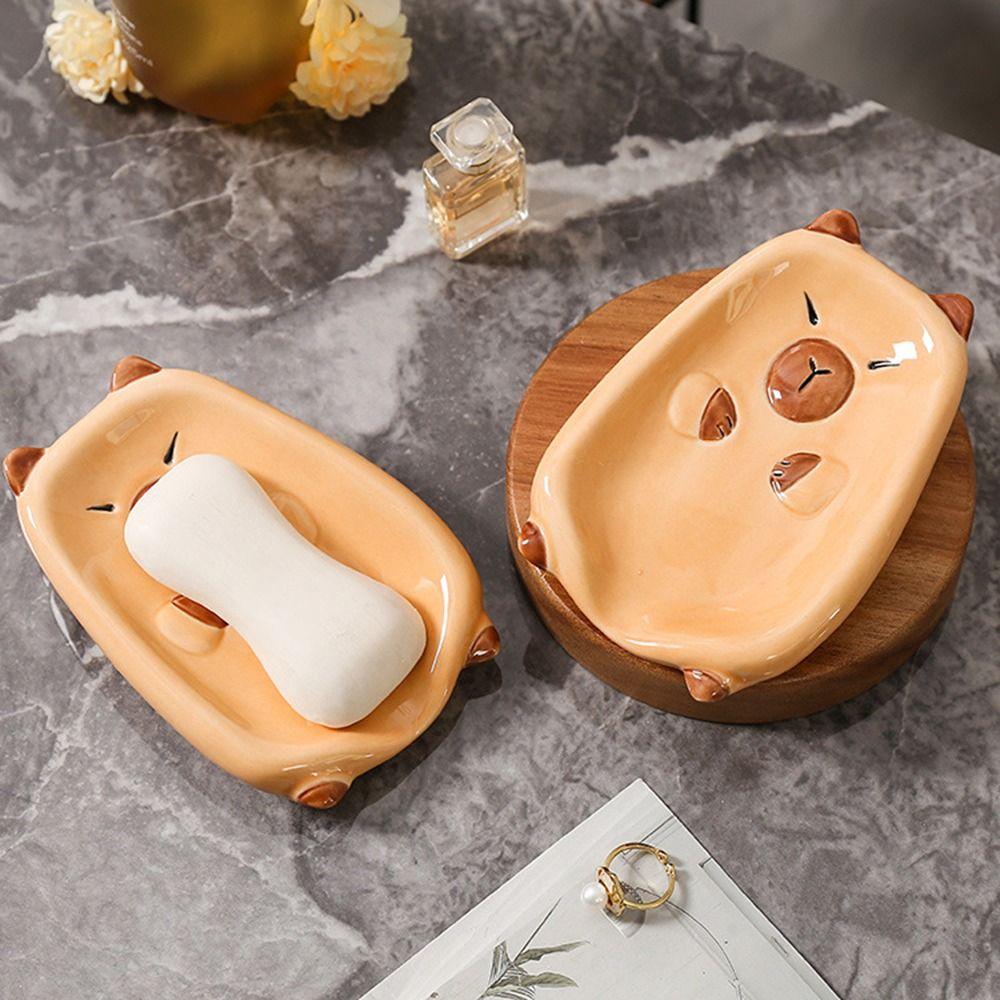 Sloping Base Capybara Soap Tray Cartoon Soap Storage Rack Self Draining Soap Holder  Household