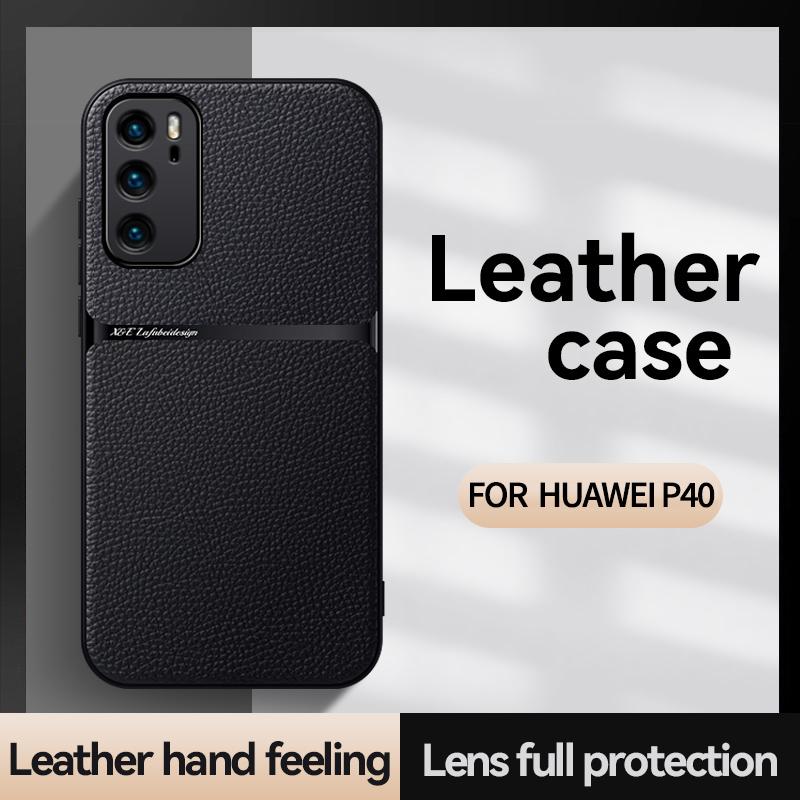 For Huawei P40 Pro Case Shockproof Bumper Silicoen Phone Case For Huawei P40 P 40 P40Pro Magnetic Car Holder Leather Back Cover