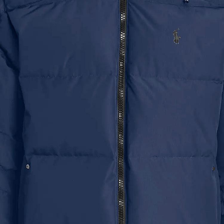 Polo Ralph Lauren Ss23 Solid Color Logo Embroidered Stand Collar Hooded Down Jacket Men Jacket Navy-Blue 710761907-002
