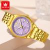 OLEVS Women's Quartz Watch Luxury Gold Casual Stainless Steel Strap Waterproof Luminous Elegant Ladies Business Watches