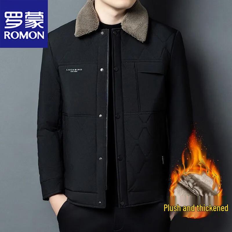 ROMON Men's Business Casual Lapel Padded Jacket