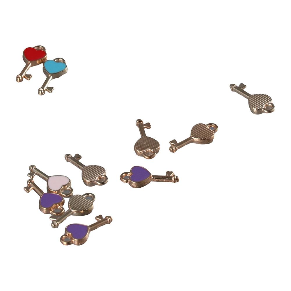 

Heart Key Color Random Alloy Enamel Alloy Heart Charms Keychain Pendant Earrings