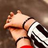 Initial Bracelet for Men and Woman Black Onyx 6mm Beads Bracelet with Letter Relationship Jewelry for Couples Alphabet bracelet