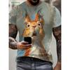 Divertente T-shirt da Uomo con Animale 3D Estate Street Manica Corta Girocollo Versatile Oversize Abbigliamento da Uomo
