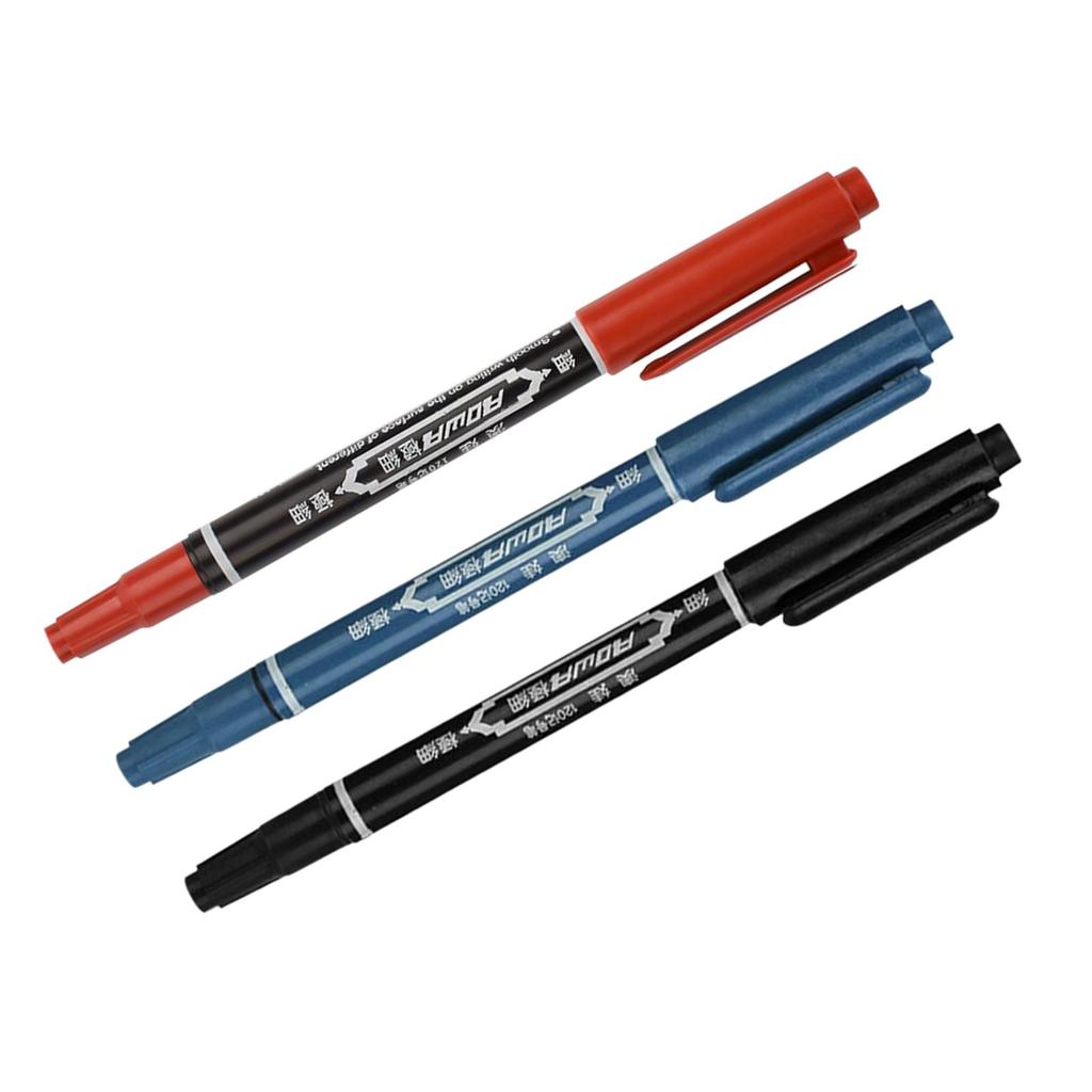 6 Pcs Skin Marking Pen Double Ended W/Fine Thick Tip Black/Blue/Red