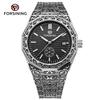 FORSINING Original Designer Luxury Man Vintage Watch Date Automatic Movement Mechanical Clock Stainless Steel Skeleton Military