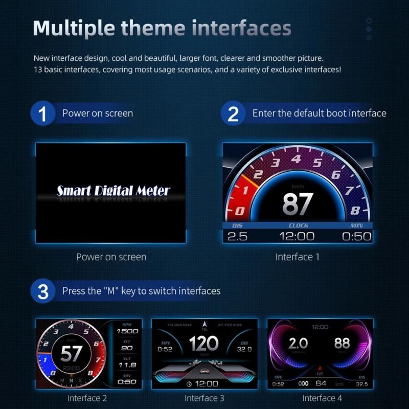 P3 Car Head Up Display Speed Clock Windshield Projector Overspeed Speedometer Alarm Fatigue Driving Reminder Slope Meter