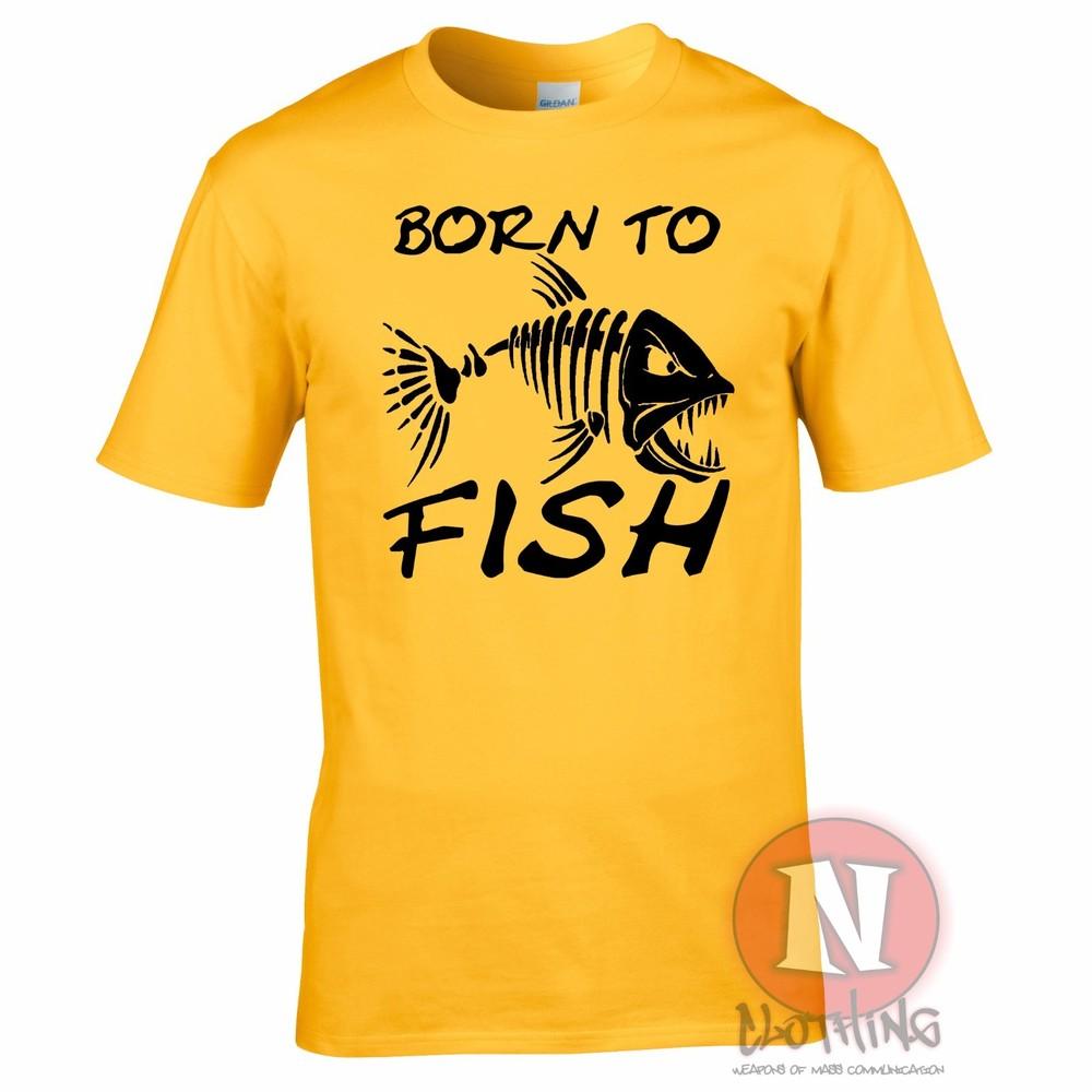Born To Fish TShirt Angling Carp Fly Sea Fishing Rod For Birthdays Fathers Day