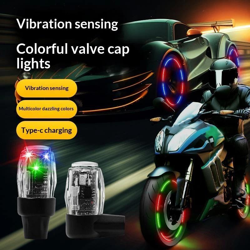 2/4Pcs Auto Shining Bike Moto Wheel Tire Tyre Light Hub Lamp Air Valve Stem Led Light With Cap Cover Car Styling Light