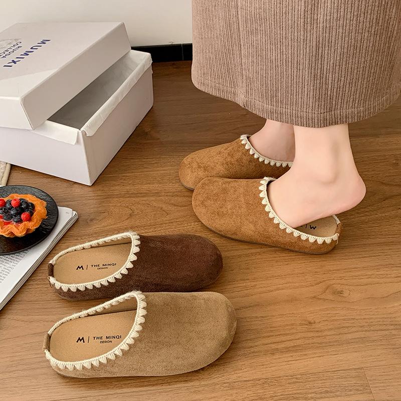 Fashion niche cotton shoes women's 2025 spring and autumn new Internet celebrity soft sole warm casual cotton slippers