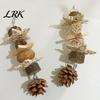 Natural Bird Chew Toys Parrot Toy, Pine Cone Wooden Blocks Dried Fruit Toy Enrichment Cage Accessories for Small Medium Parrots Foraging Biting