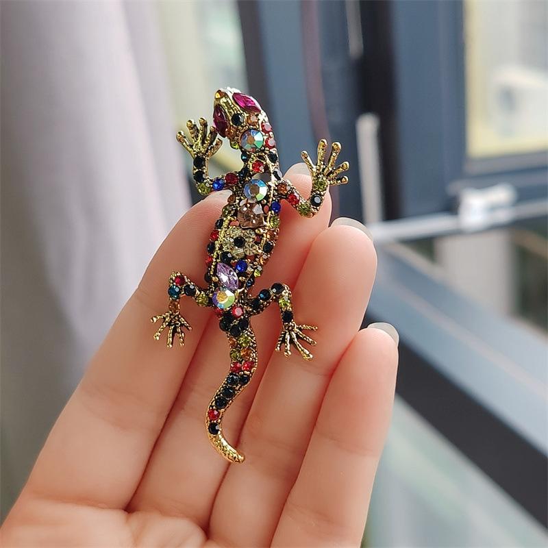 Wind Gecko Corsage, Animal Lizard Brooch Full Diamond Alloy Men'S And Women'S Clothing Accessories