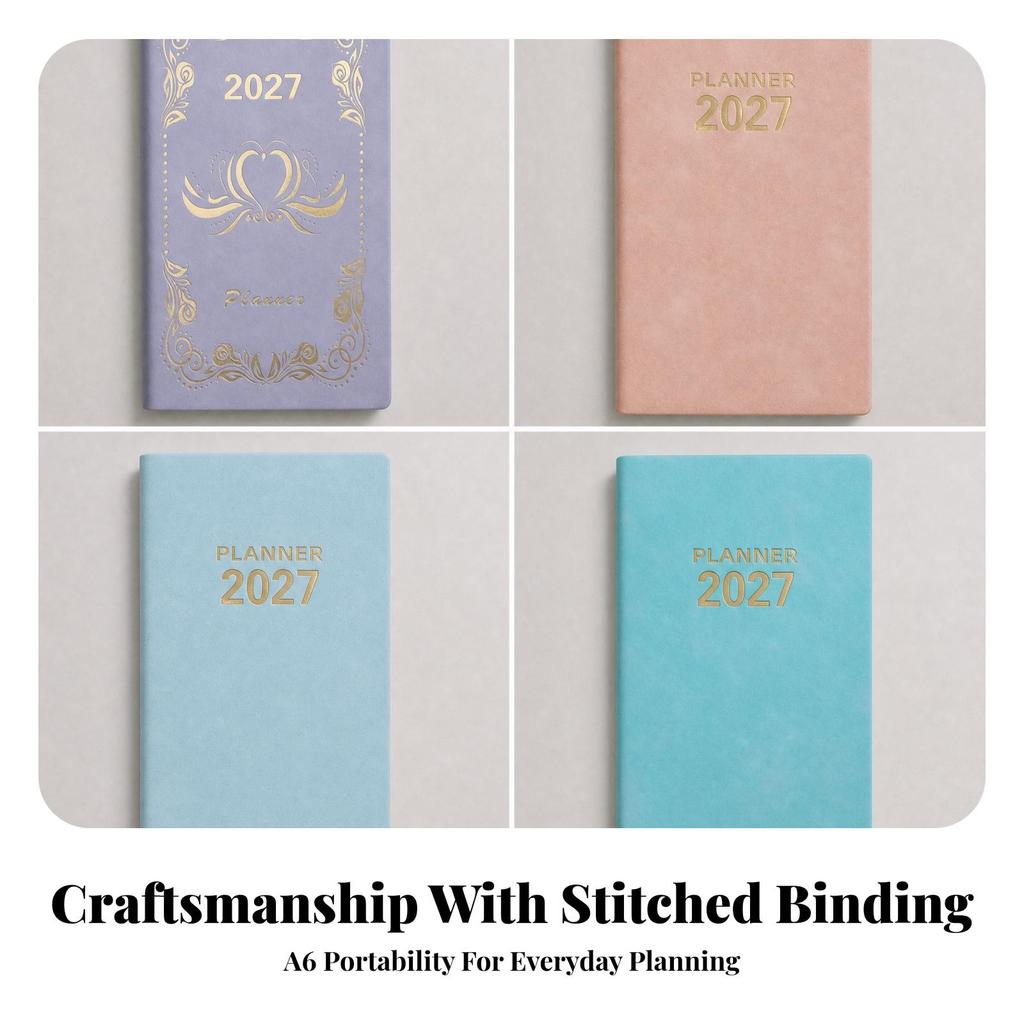 English Daily Planner Notebook Compact A6 Portable for Study