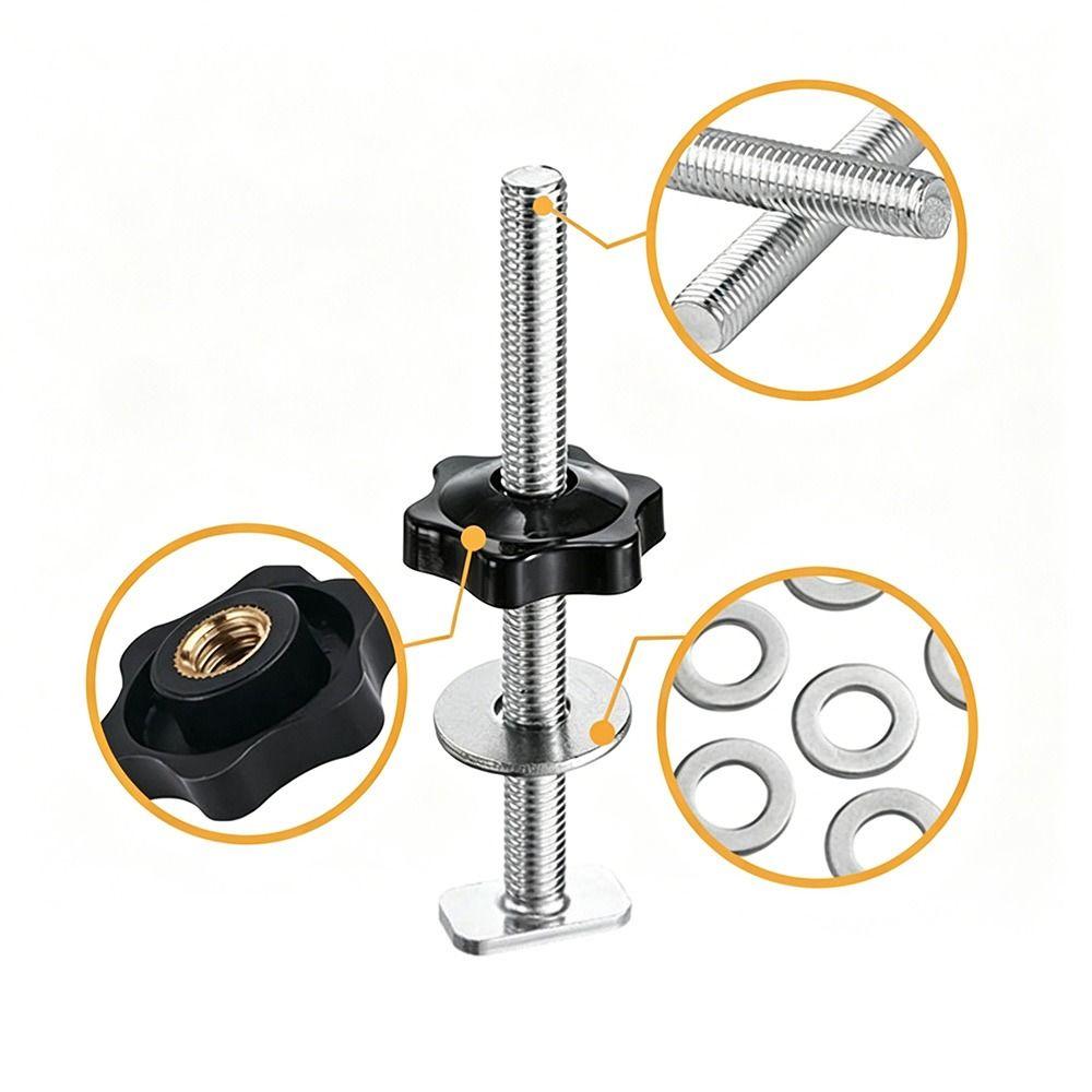 4pcs with Gasket T-Slot Bolts Galvanized Star Knobs Professional T Track Bolts T Track Accessories