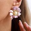 Vintage Bunte Tropföl Große Blume Ohrringe für Damen Übertriebene High-End Metall Tropfenohrringe Schmuck Zubehör