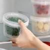 Refrigerator Freshness Box Portable Round Transparent Draining Double Layer Freshness Box Home Ginger Garlic Onion Storage Box