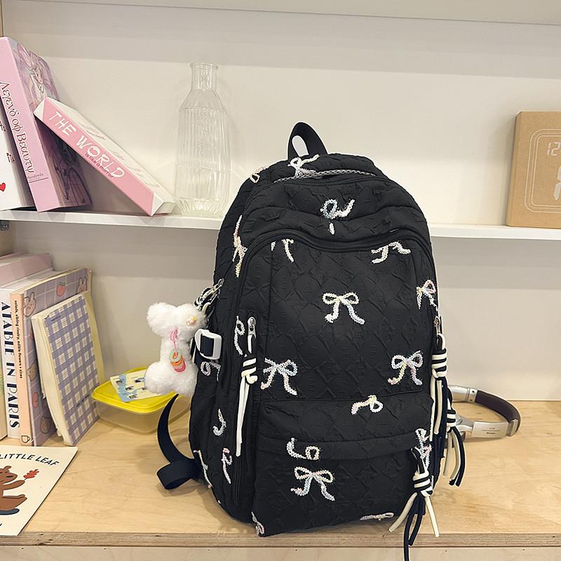 Lightweight Candy Color Dual Shoulder Bag With Nylon Material And Spacious Capacity For Students