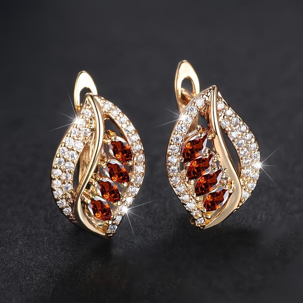 New Micropaved Zircon Leaf Earrings, High-end Jewelry