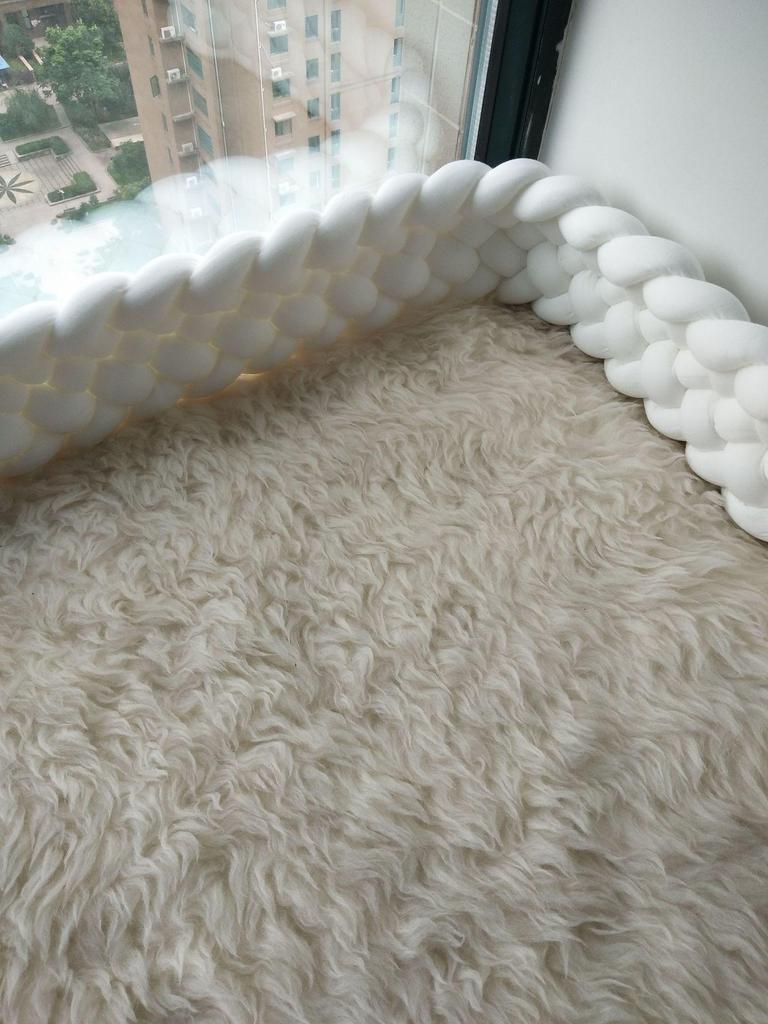 Dänischer Strick Nordischer Knotenball Krippenstoßschutz - 6-Strang-Zopf für Neugeborene