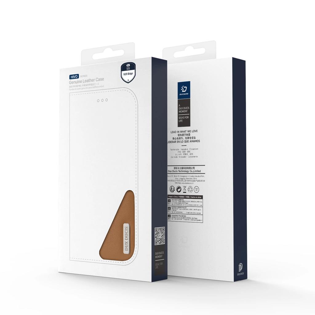 Etui Dux Ducis Hivo Na Samsung Galaxy S25 Edge Z Klapką I Ochroną Rfid - Brązowe
