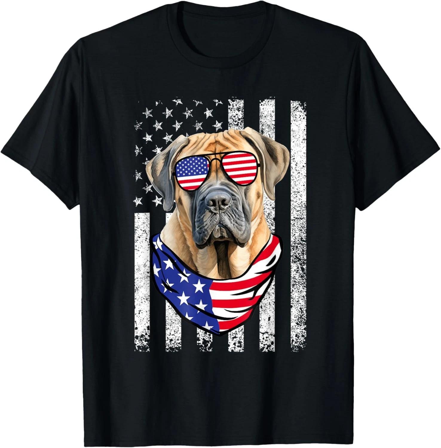 English Mastiff American Flag USA Patriotic 4th of July Gift Unisex T-Shirt S