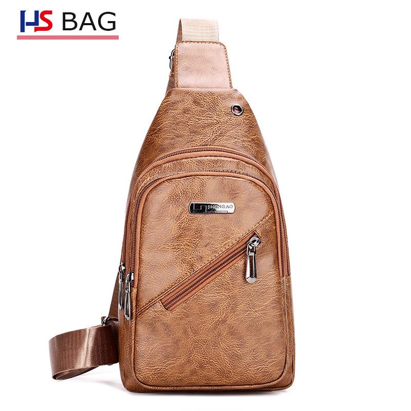 Men's New Style PU Leather Chest Bag – Soft Material, Single Shoulder Business Pack for Outdoor Travel & Hiking