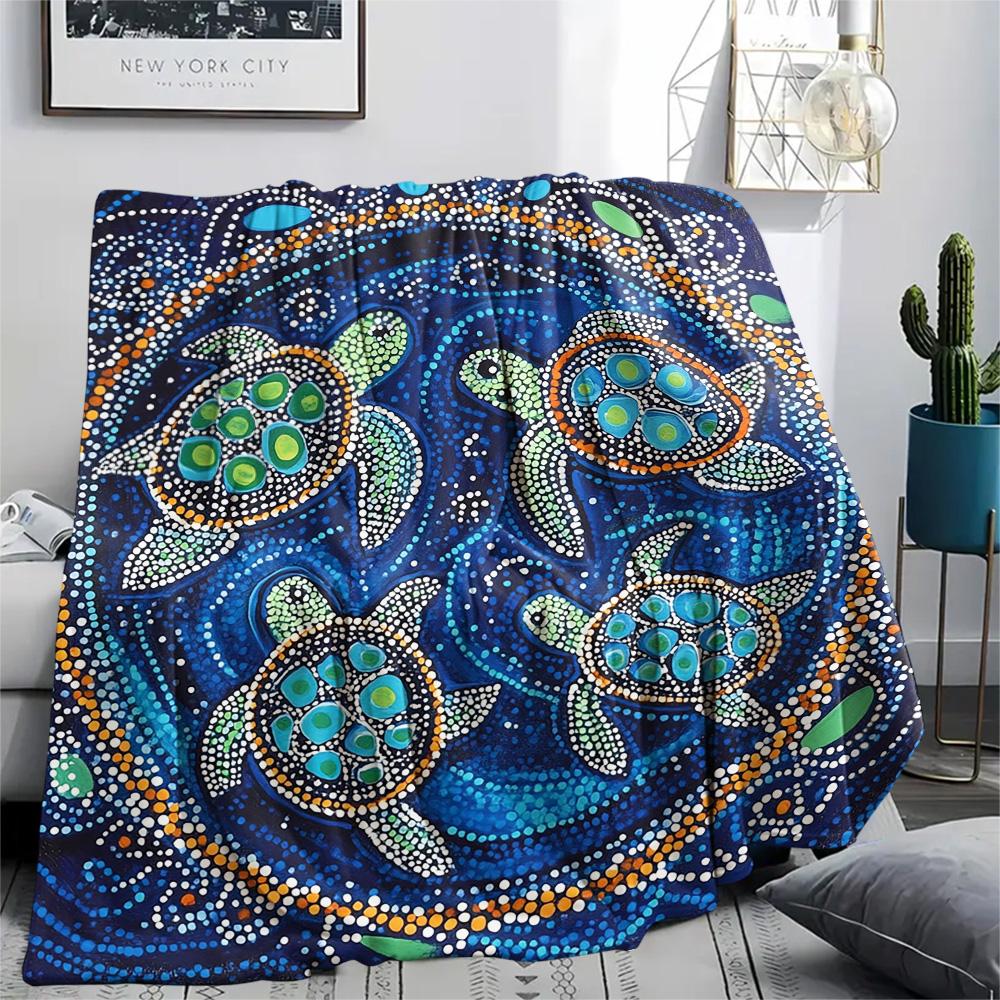 Tortoise Print Flannel Blanket, High quality Comfortable for All Seasons, Home Decor, Warmth and Comfort, Perfect for Christmas Gifts