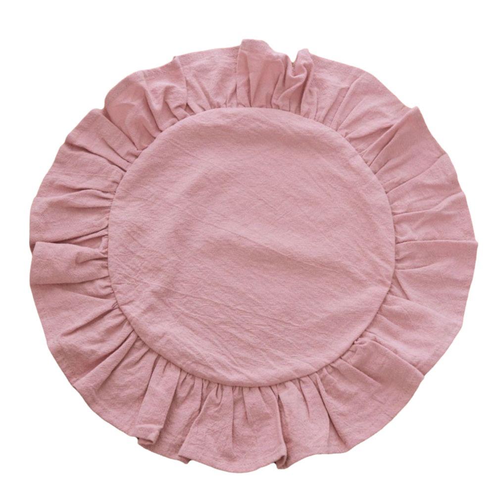 Simple Solid Color Ruffled Placemats Round Cotton Cloth Napkins Afternoon Tea Placemat for Wedding Decoration Table Decor