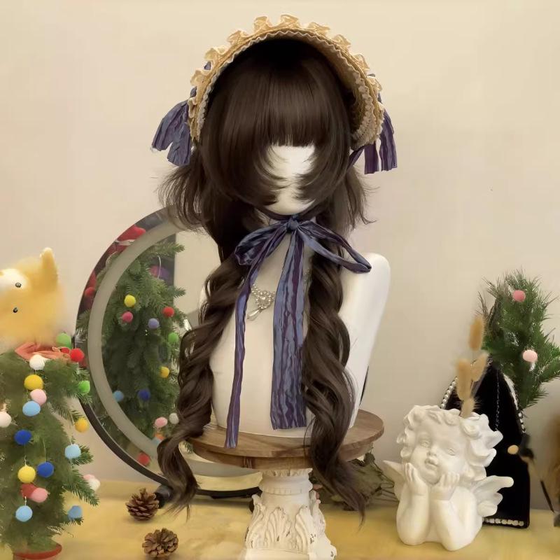 Connie Wigs Women's Vintage Jellyfish Cut Long Curly Hair - Sweet Lolita Style with Face-Slimming Roman Curls