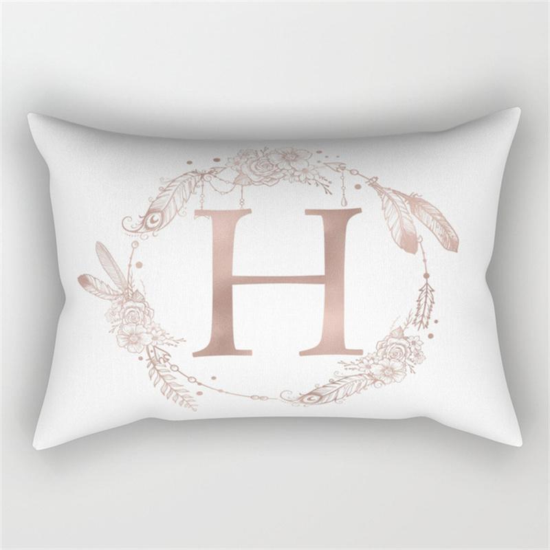 30x50cm English Alphabet A-Z Letter Print Pillowcase Custom Polyester Short PLush Line Sofa Room Home Decoration Cushion Cover