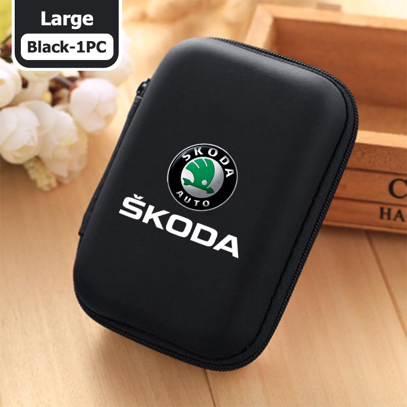 AAABR1 For Skoda Portable Mini Car Earphone Data Cable Charger Storage Bag Accessories Kodiaq Fabia Kamiq Karoq Octavia 2 3 Rapid Scala