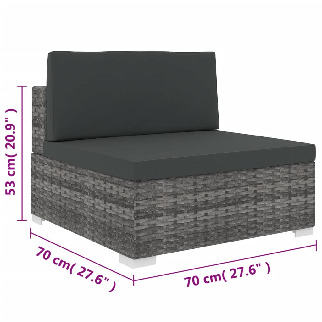 Modular Medium Sofa with Cushions Poly Rattan Grey