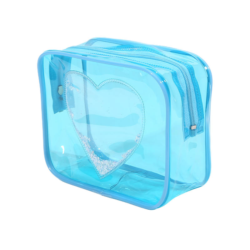 Sequin Heart PVC Transparent Cosmetic Bag Simple Ladies Large Capacity Travel Portable Waterproof Sundry Storage Toiletry Bags