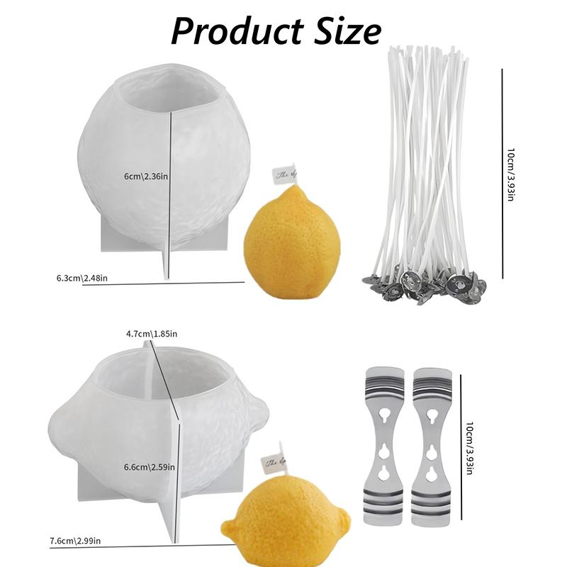 WTEMPO Lemon Shaped Scented Candle Silicone Molds, for Making Scented Candles Handmade Home Decorative Crafts Reusable Non-Stick Silicone Mould Set