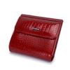 TEMU Genuine Leather Crocodile Pattern Mini Clutch Wallet with Magnetic Buckle