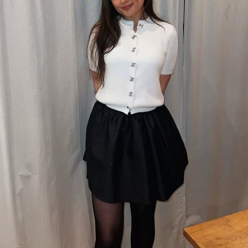 Solid Single Breasted Knitted Cardigan Women's Elegant O-neck Short Sleeve Female Jumper Spring Summer Fashion New Lady Knitwears