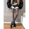 Women Aesthetic Sheer Black Silk Tights Stockings Japanese Style Elegant Argyle Bowknot Pattern Pantyhose Leggings