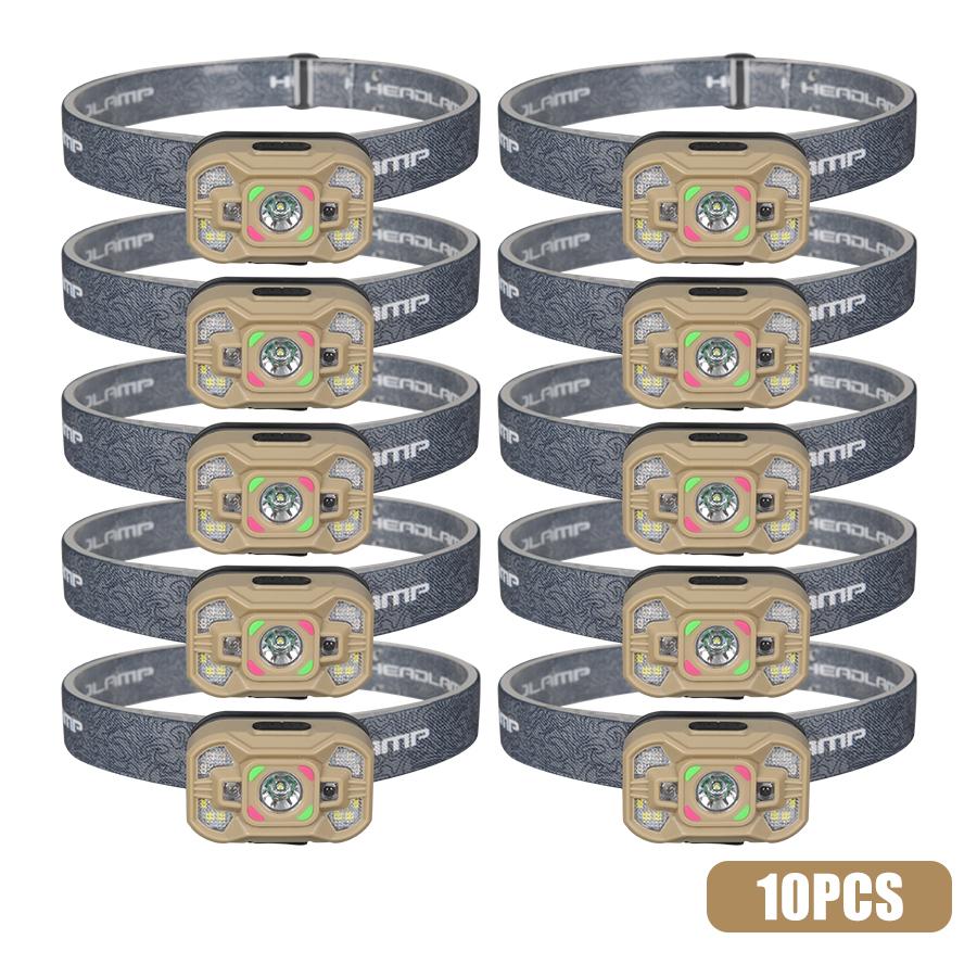 Outdoor Sensing LED Headlamps USB Rechargeable Headlight with 4 Modes Emergency Working Light Camping Waterproof Head Torch