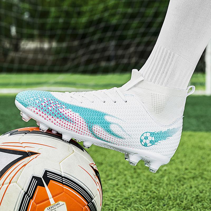 Football Shoes Boys Broken Nails Spikes Male Female Adult Student High Top Lawn Sneakers Competition Training Shoes