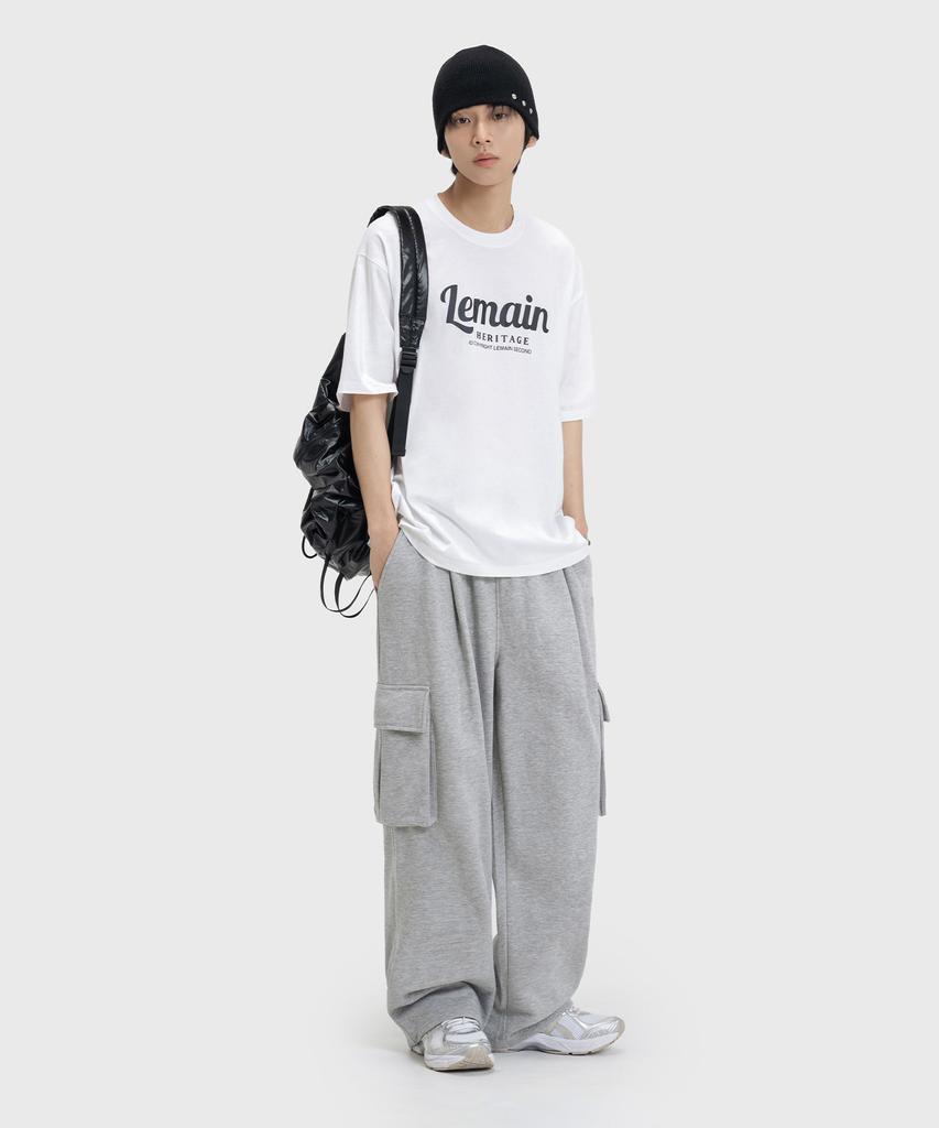 LEMAIN SECOND One-Pleat Wide Cargo Sweatpants [Gray] (Type B)