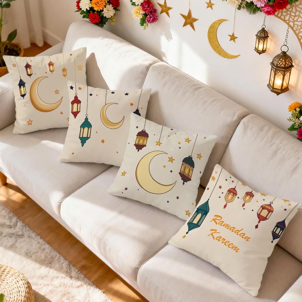 Ramadan Themed Cartoon Illustration Cushions Pillowcase Polyester Cushion Cover Throw Pillow Pillowcover Home Car Sofa Decor